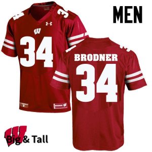 Men's Wisconsin Badgers NCAA #34 Sam Brodner Red Authentic Under Armour Big & Tall Stitched College Football Jersey DL31H07JY